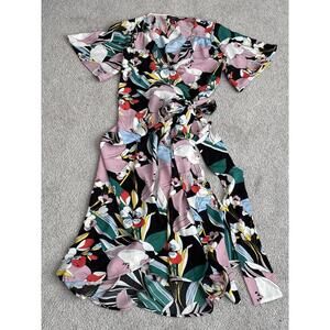 Halogen Floral Print Wrap Dress with Tie Waist